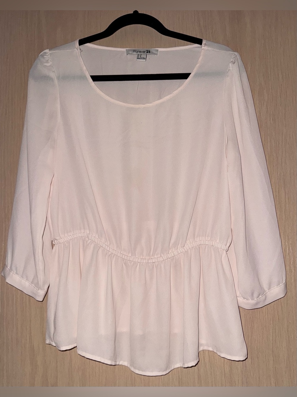 Forever 21 Light Blush Peplum Long-Sleeve Top